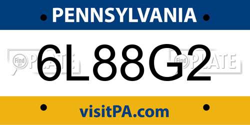 6L88G2 Pennsylvania License Plate