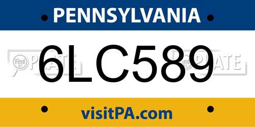 6LC589 Pennsylvania License Plate