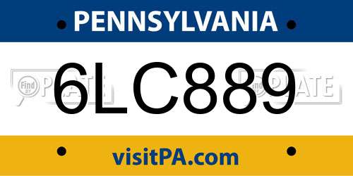 6LC889 Pennsylvania License Plate