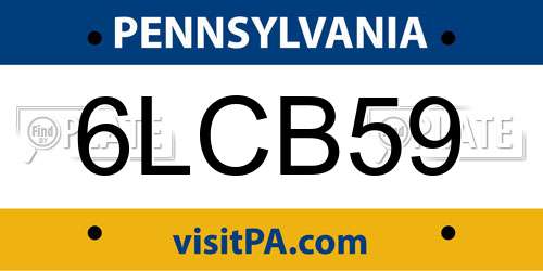 6LCB59 Pennsylvania License Plate