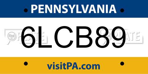 6LCB89 Pennsylvania License Plate