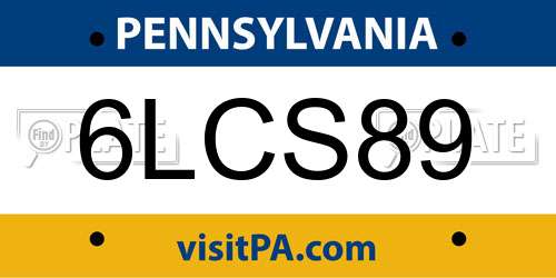 6LCS89 Pennsylvania License Plate
