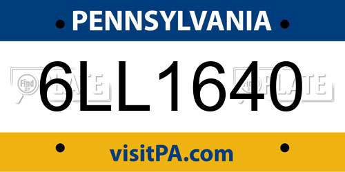 6LL1640 Pennsylvania License Plate
