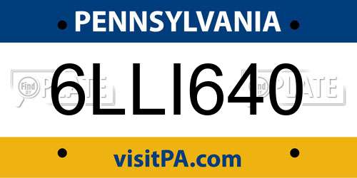 6LLI640 Pennsylvania License Plate