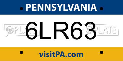 6LR63 Pennsylvania License Plate