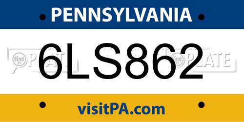 6LS862 Pennsylvania License Plate