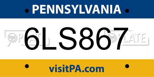 6LS867 Pennsylvania License Plate