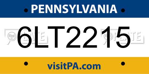 6LT2215 Pennsylvania License Plate