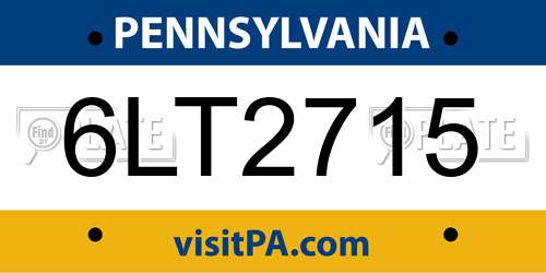 6LT2715 Pennsylvania License Plate