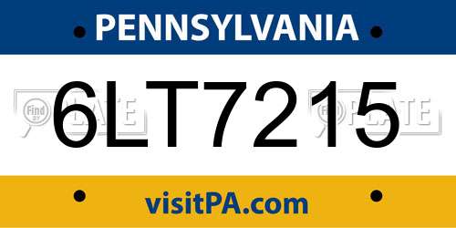 6LT7215 Pennsylvania License Plate