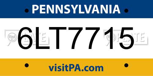 6LT7715 Pennsylvania License Plate