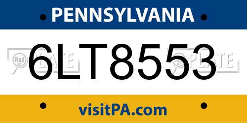6LT8553 Pennsylvania License Plate