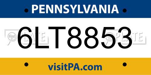 6LT8853 Pennsylvania License Plate