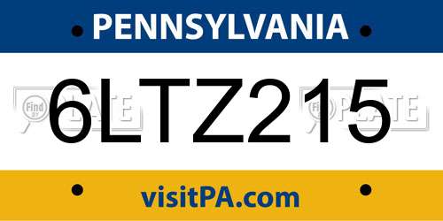 6LTZ215 Pennsylvania License Plate