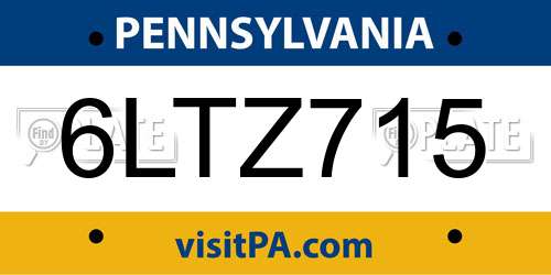 6LTZ715 Pennsylvania License Plate