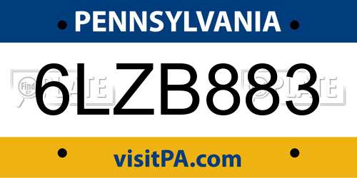 6LZB883 Pennsylvania License Plate