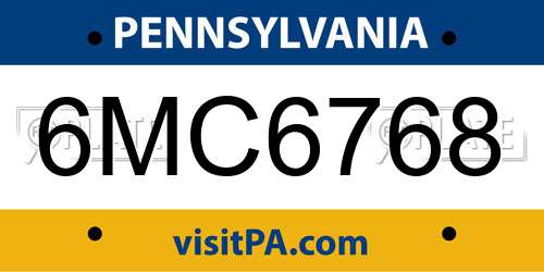 6MC6768 Pennsylvania License Plate