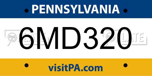 6MD320 Pennsylvania License Plate
