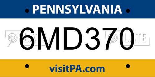 6MD370 Pennsylvania License Plate