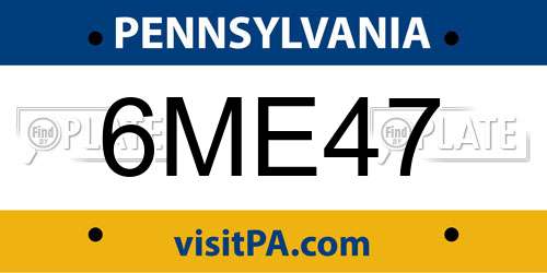 6ME47 Pennsylvania License Plate