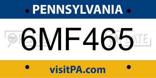 6MF465 Pennsylvania License Plate