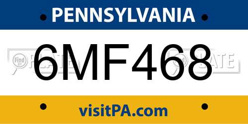 6MF468 Pennsylvania License Plate