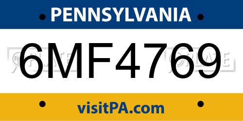 6MF4769 Pennsylvania License Plate