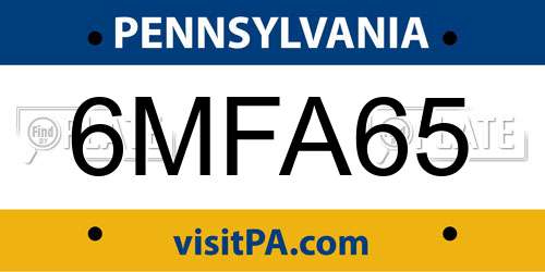 6MFA65 Pennsylvania License Plate