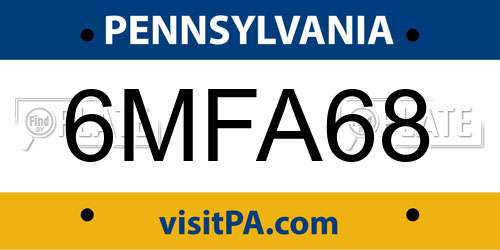 6MFA68 Pennsylvania License Plate