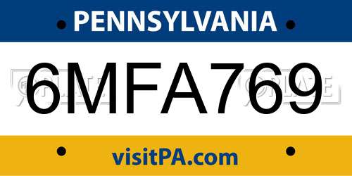 6MFA769 Pennsylvania License Plate