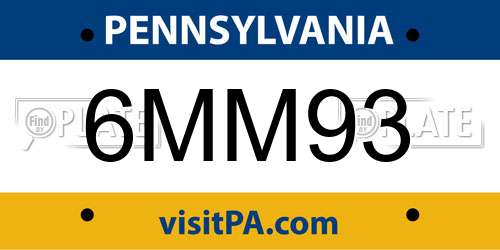6MM93 Pennsylvania License Plate