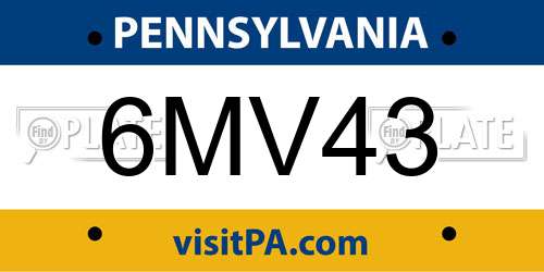6MV43 Pennsylvania License Plate