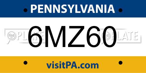 6MZ60 Pennsylvania License Plate