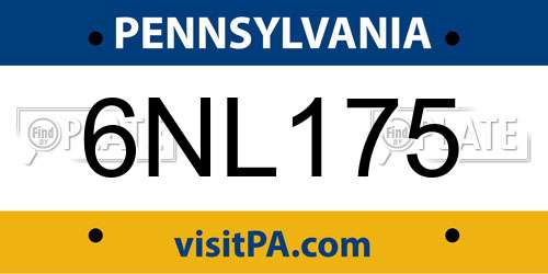 6NL175 Pennsylvania License Plate
