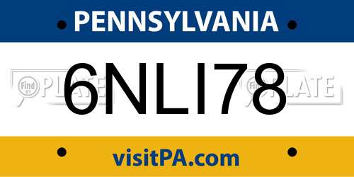 6NLI78 Pennsylvania License Plate