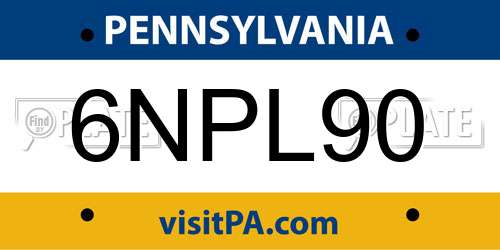6NPL90 Pennsylvania License Plate