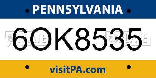 6OK8535 Pennsylvania License Plate