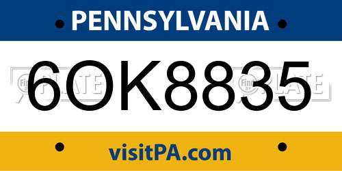 6OK8835 Pennsylvania License Plate