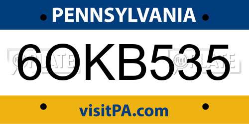 6OKB535 Pennsylvania License Plate