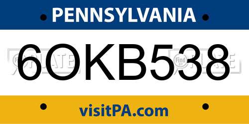 6OKB538 Pennsylvania License Plate