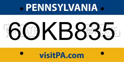 6OKB835 Pennsylvania License Plate