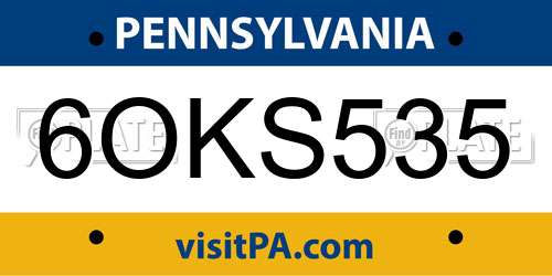 6OKS535 Pennsylvania License Plate