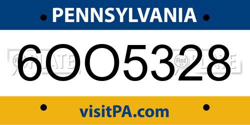 6OO5328 Pennsylvania License Plate