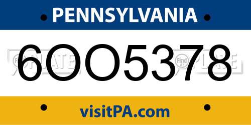 6OO5378 Pennsylvania License Plate