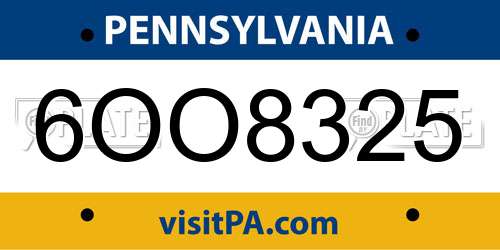 6OO8325 Pennsylvania License Plate