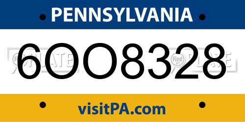6OO8328 Pennsylvania License Plate