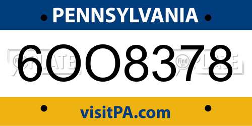 6OO8378 Pennsylvania License Plate