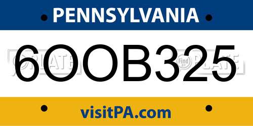 6OOB325 Pennsylvania License Plate
