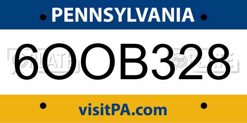 6OOB328 Pennsylvania License Plate