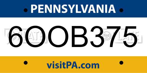 6OOB375 Pennsylvania License Plate